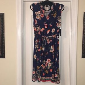 Navy Floral Print Dress